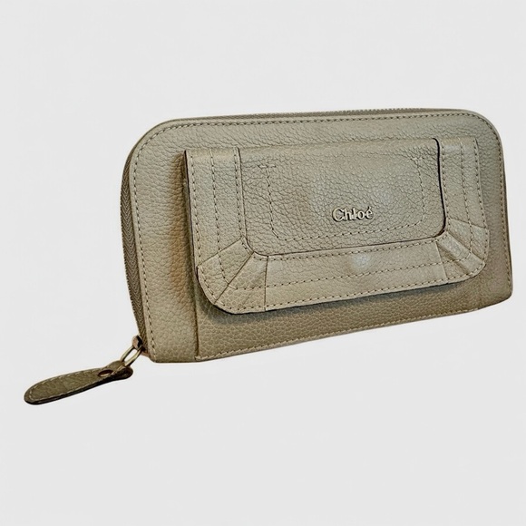 Authentic Chloé Tan Calfskin Paraty Flap Zip Wallet - Picture 5 of 16